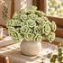 Mini Artificial Rose Flower For Office Desk - Handmade Ceramic Artificial Flower Decor - Green - image 3