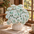 Mini Artificial Rose Flower For Office Desk - Handmade Ceramic Artificial Flower Decor - Green & White - image 9