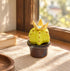 Cute Cactus With Flower In Pot - Handmade Mini Ceramic Cactus Figurine Decor - Style #1 - image 0