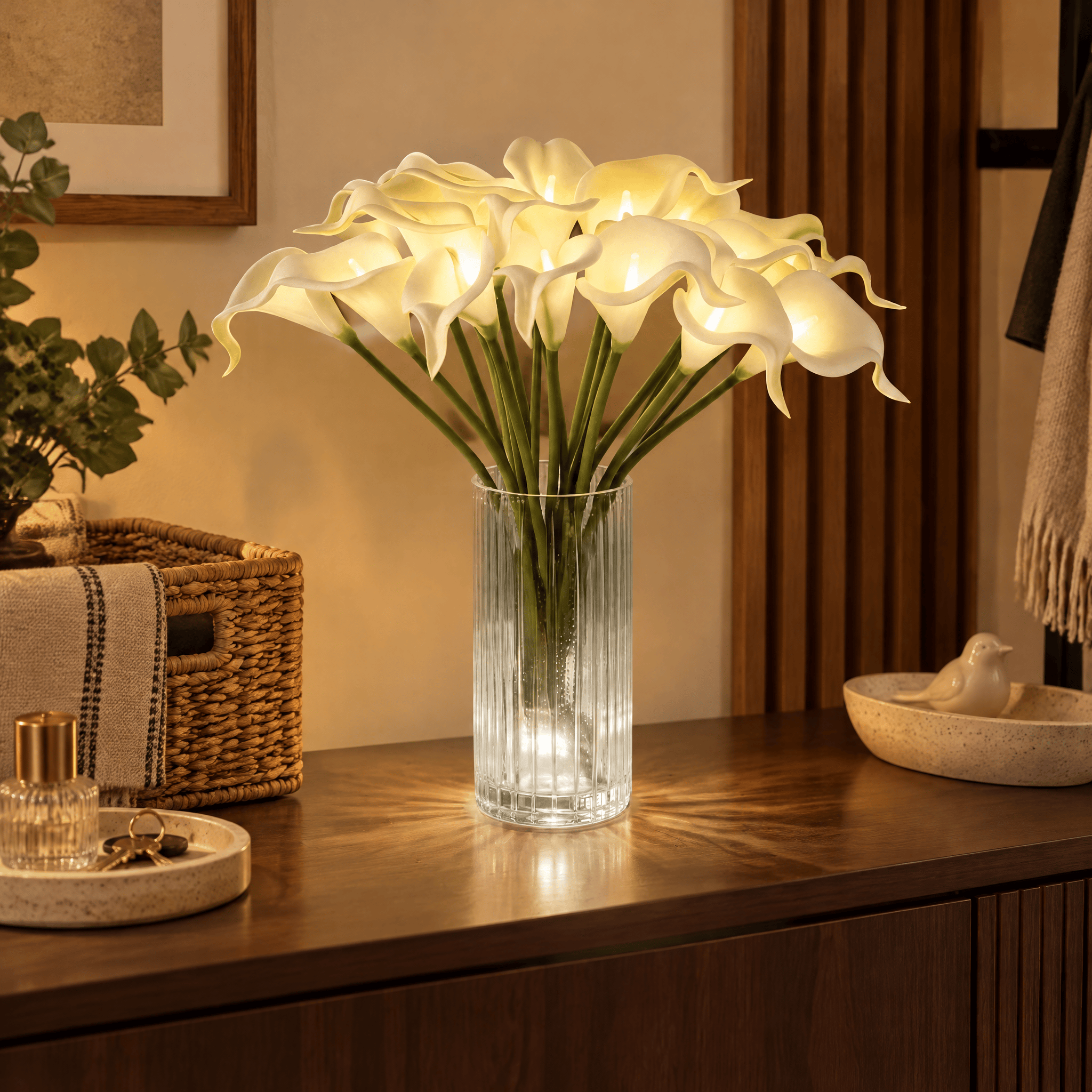 Calla Lily Light Bouquet LED Night Decor - DIY Artificial Flowers Lamp Decor - White - 2 Pack - image 0